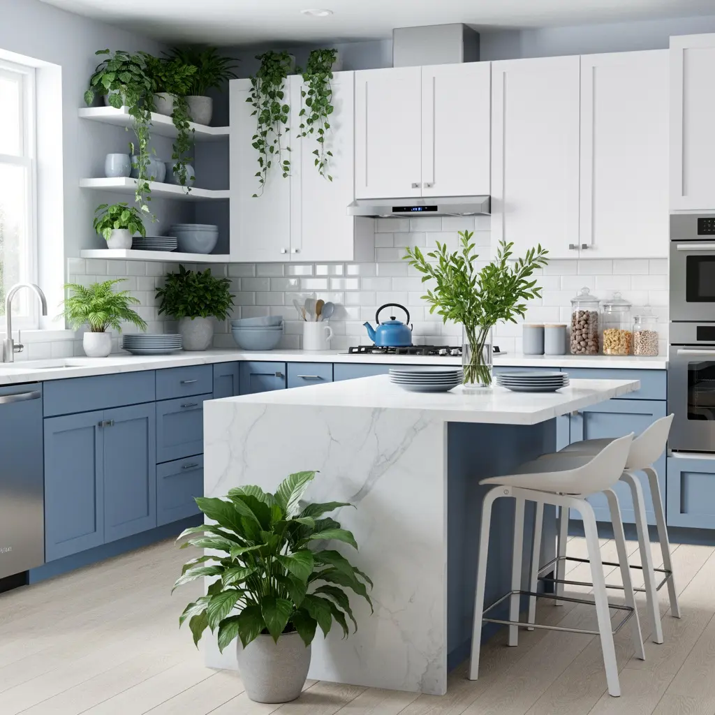 Blue and White Kitchen Color Coordinated