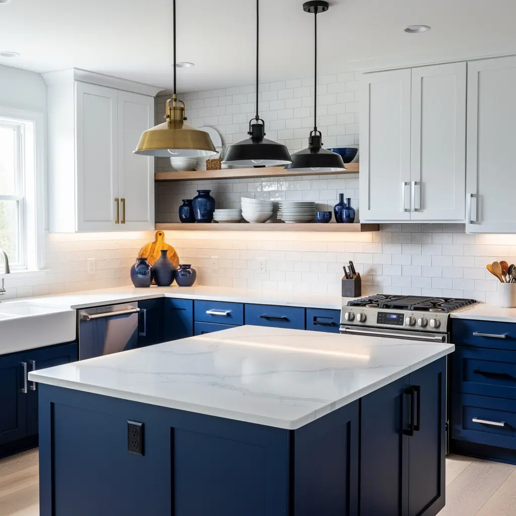 Blue and White Kitchen Color Coordinated