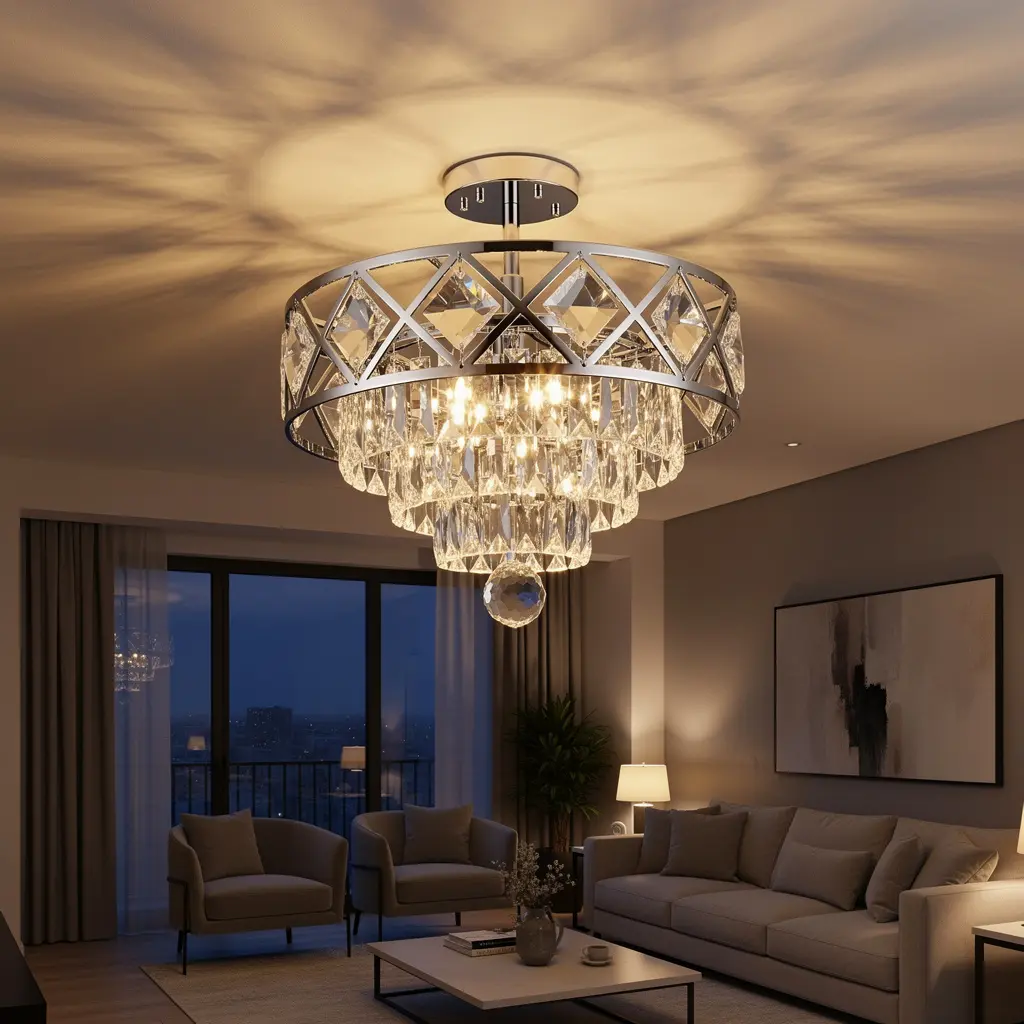Modern Crystal Chandelier Living Room