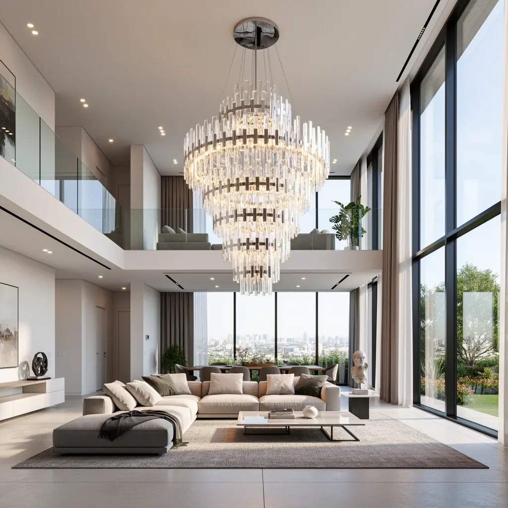 Modern Crystal Chandelier Living Room