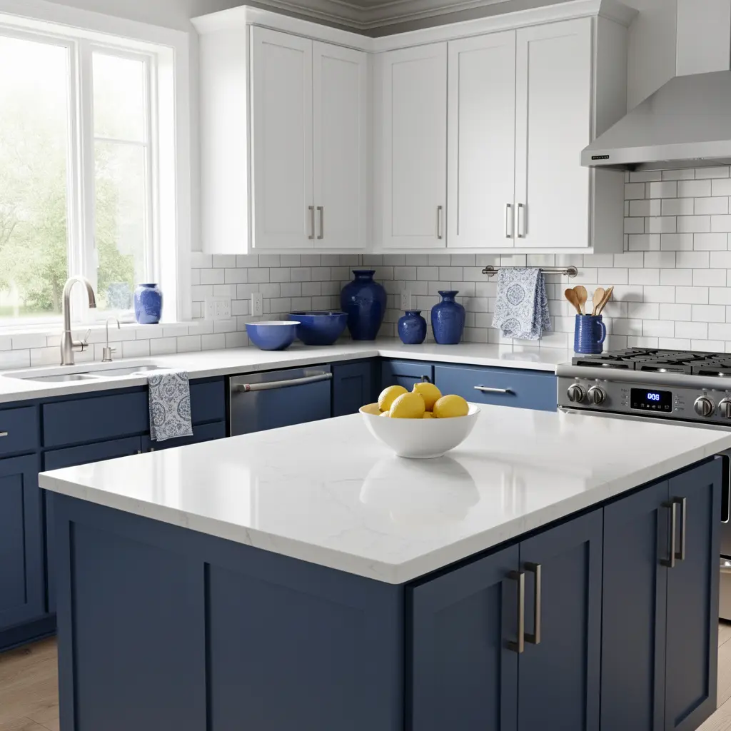 Blue and White Kitchen Color Coordinated