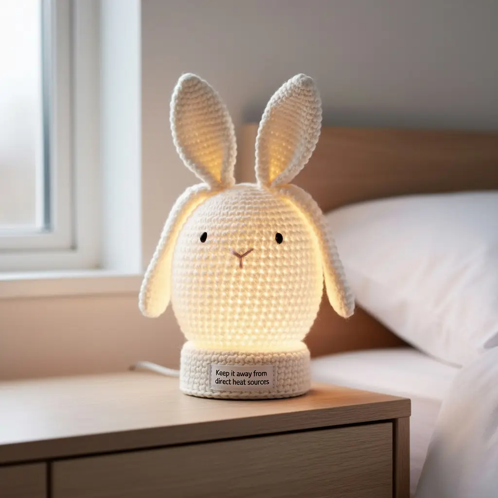 Cute Crochet Bunny Lamp Decor
