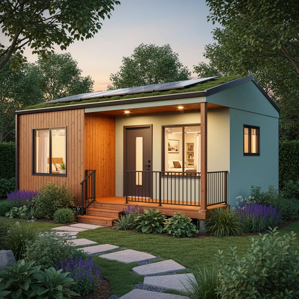Modern Cozy Green Cottage Exterior