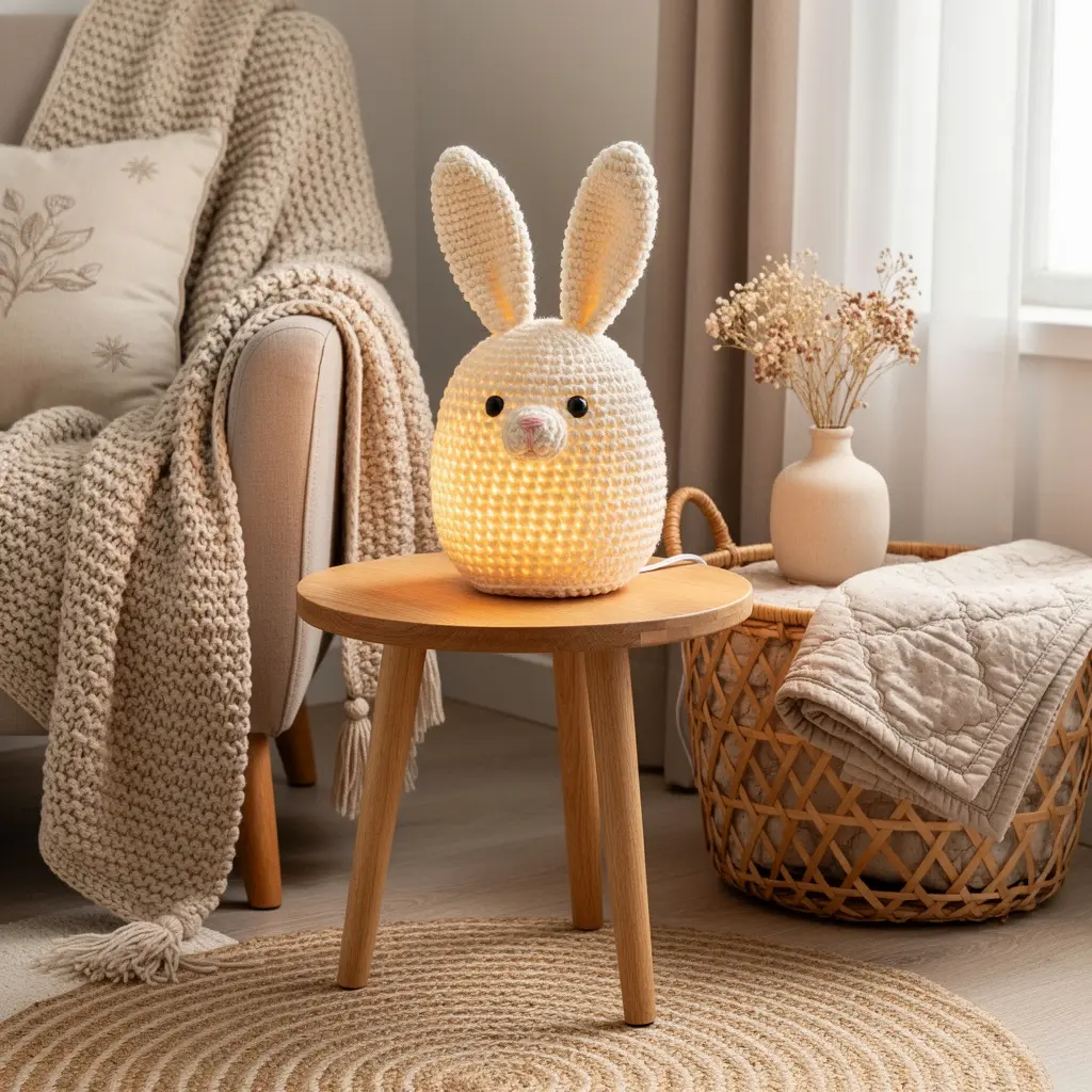 Cute Crochet Bunny Lamp Decor
