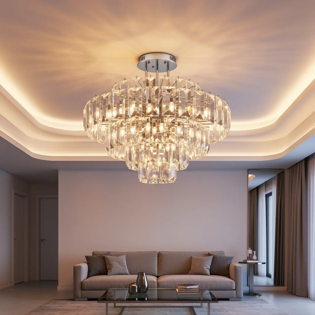 Modern Crystal Chandelier Living Room