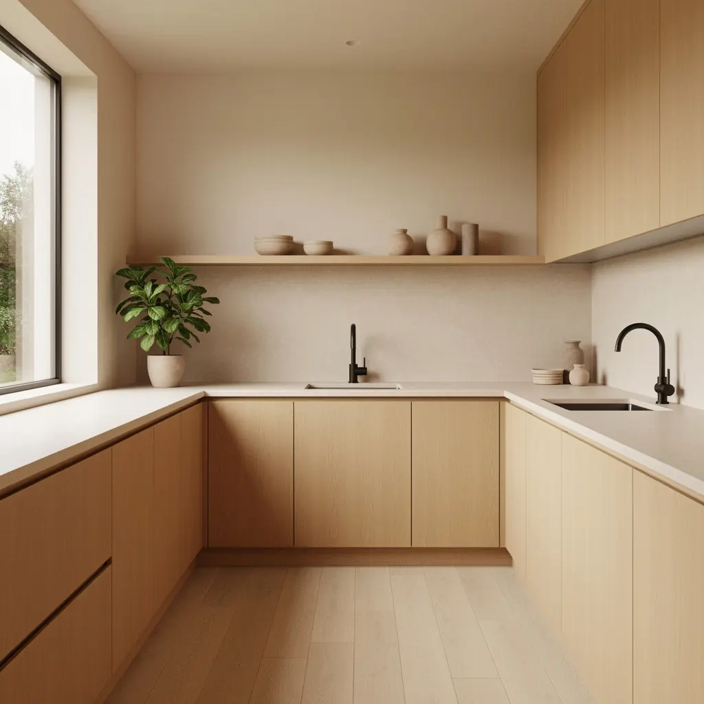 Warm Minimalist Japandi Kitchen