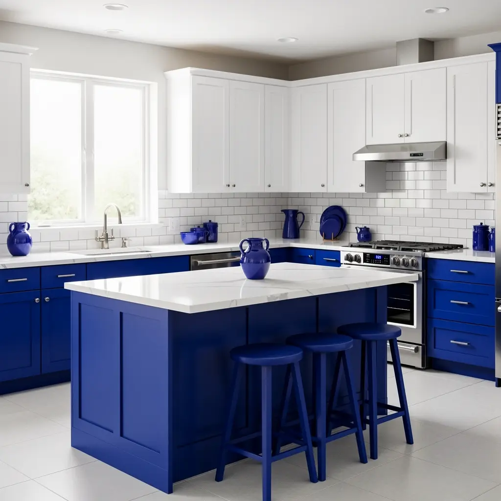 Blue and White Kitchen Color Coordinated