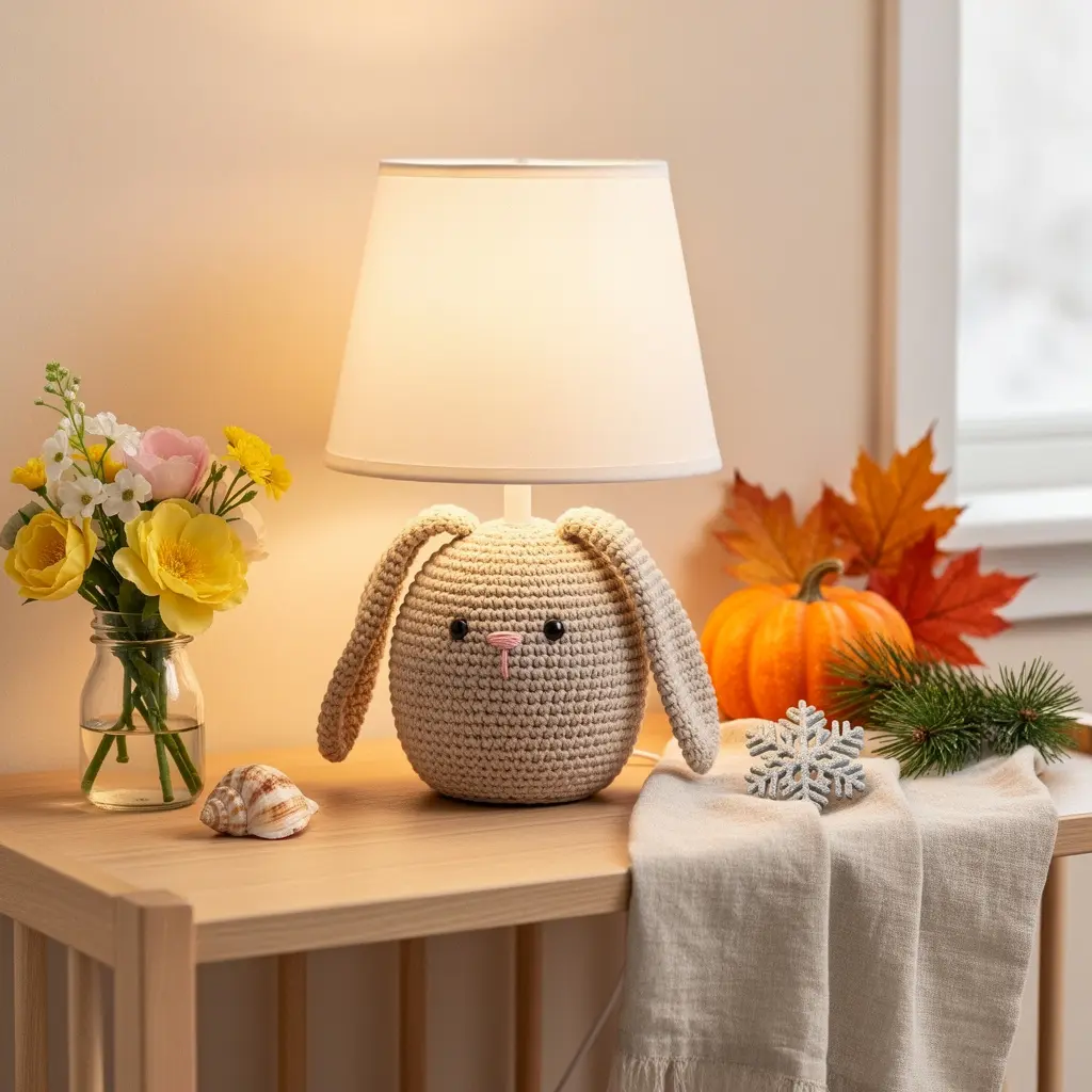 Cute Crochet Bunny Lamp Decor