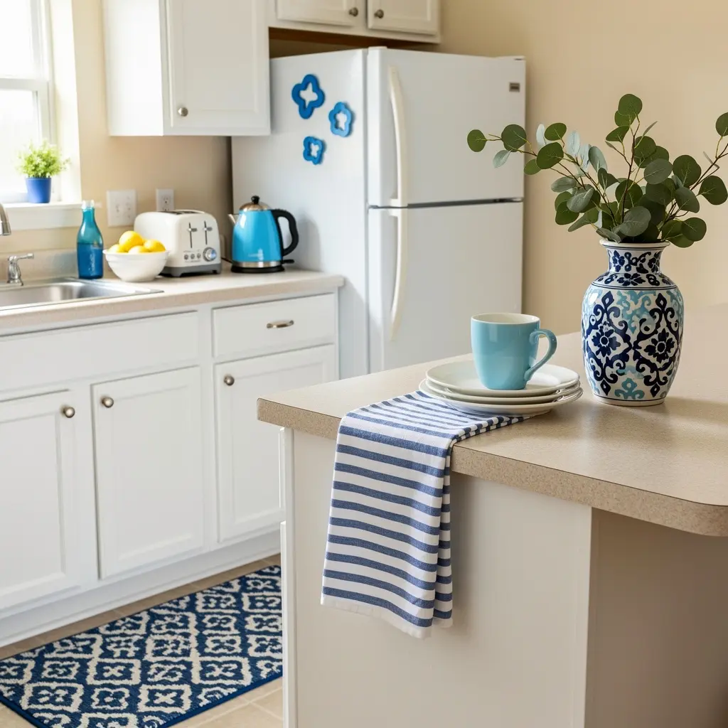 Blue and White Kitchen Color Coordinated