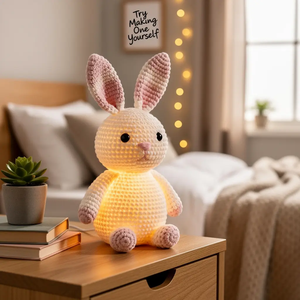 Cute Crochet Bunny Lamp Decor