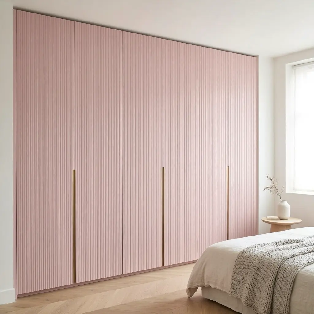 Pink Fluted Wall Panel Bedroom