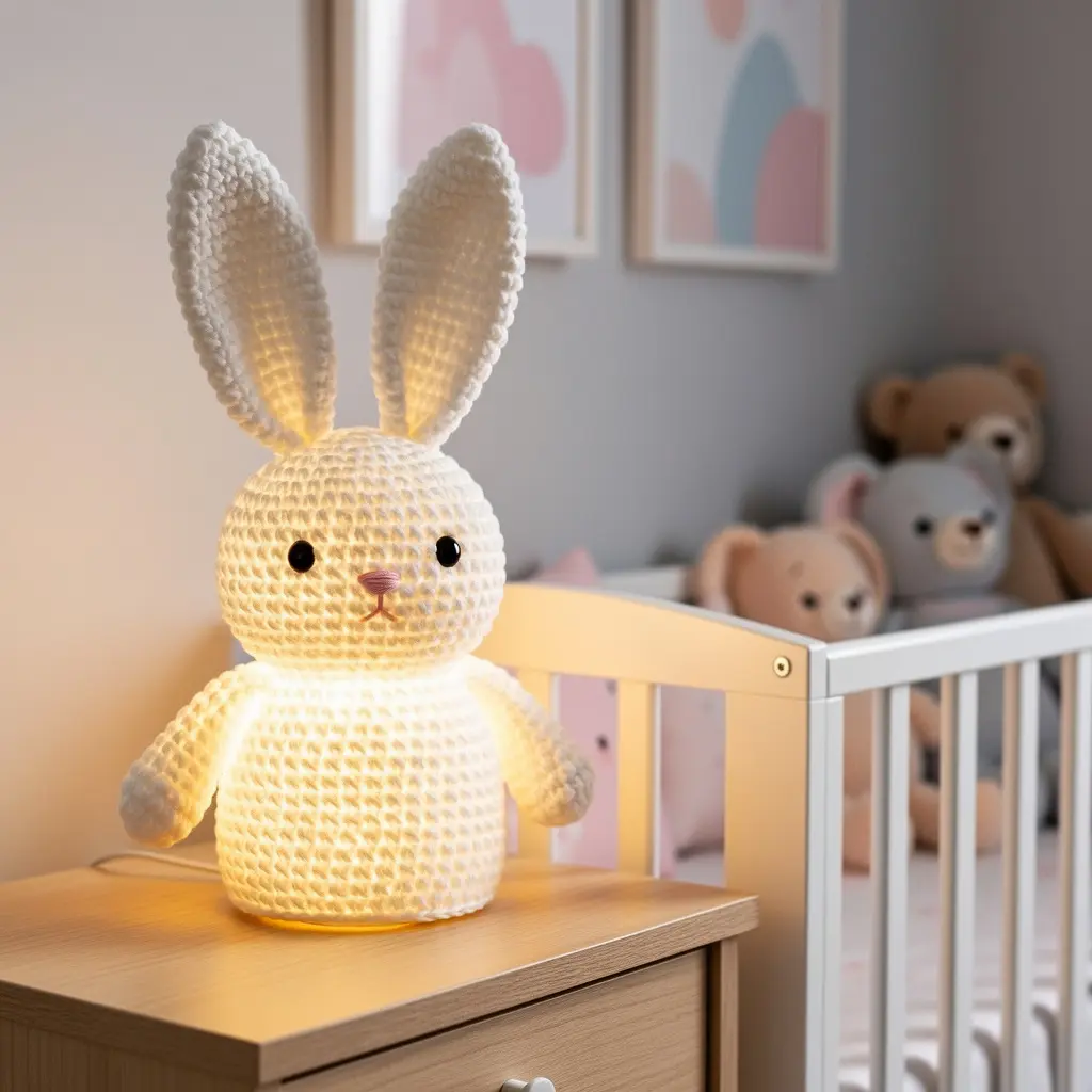 Cute Crochet Bunny Lamp Decor