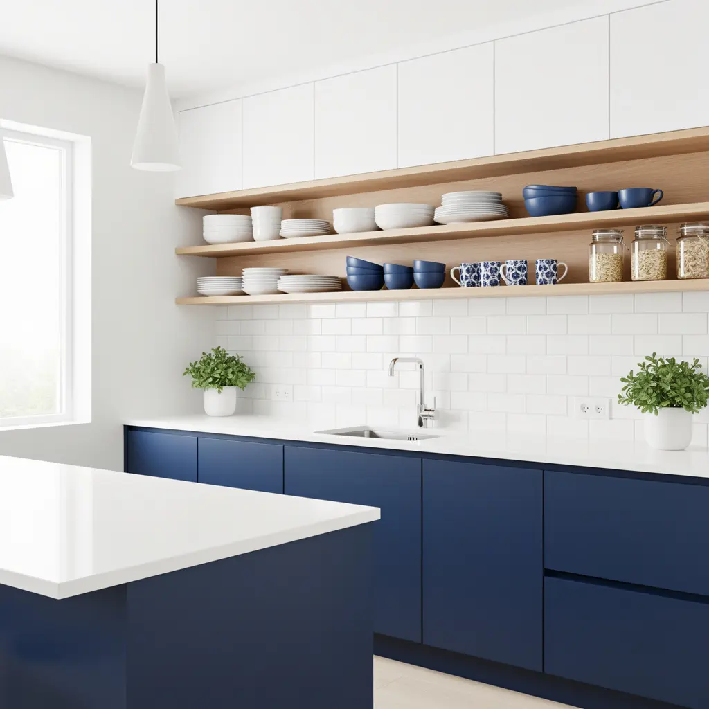 Blue and White Kitchen Color Coordinated