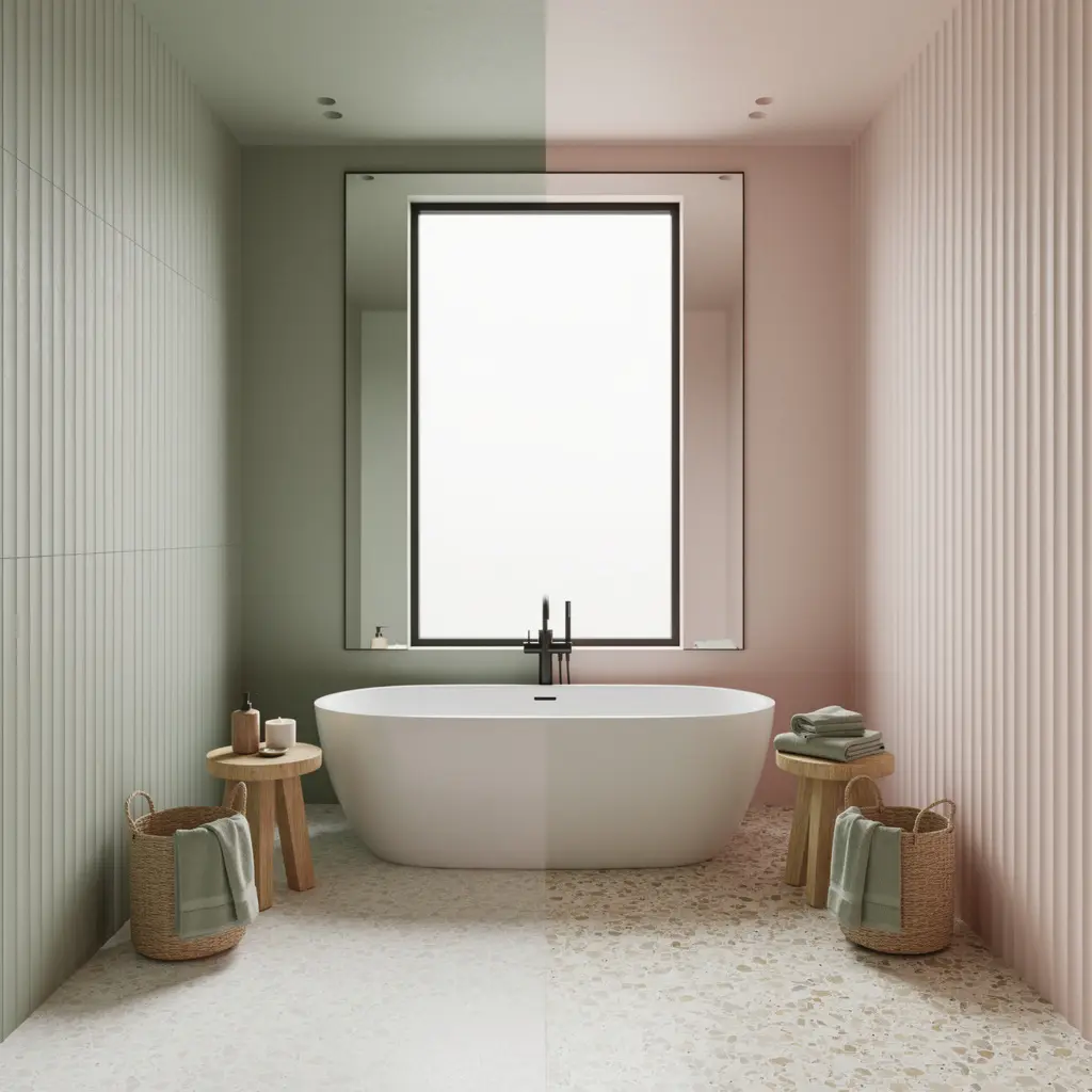 Elegant Sage Green and Blush Pink Bathroom  Decor