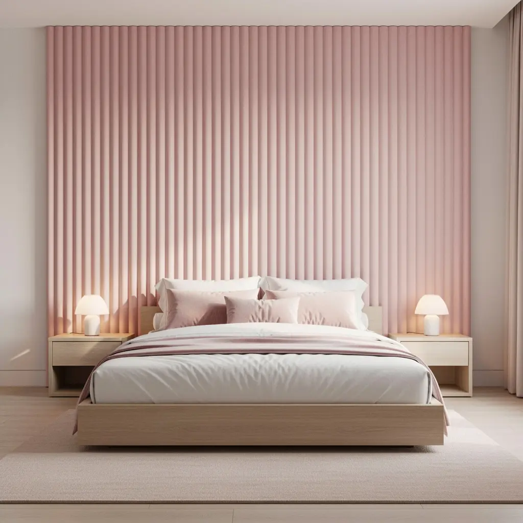 Pink Fluted Wall Panel Bedroom