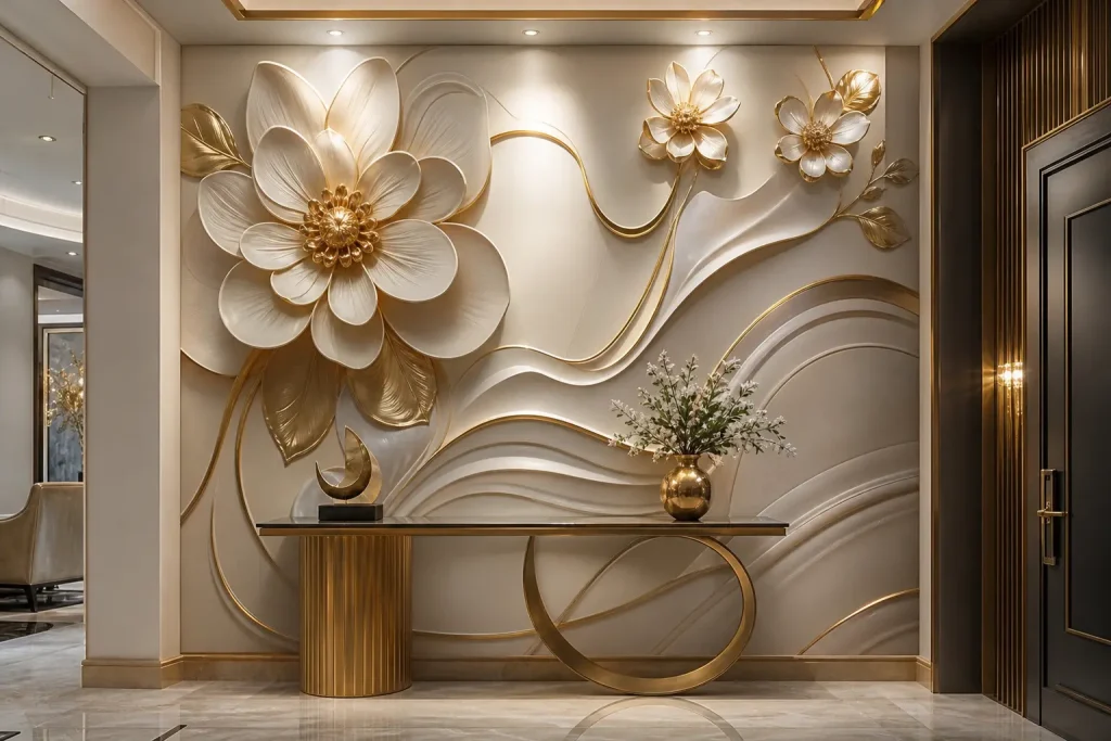 Luxury 3D Wall Mural Design Ideas for a Modern Entryway
