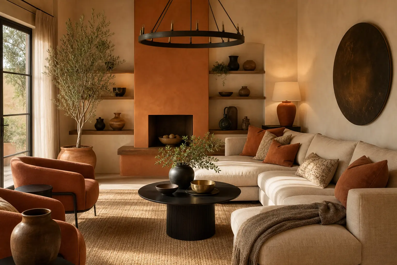 Terracotta & Sand Beige Living Room Ideas