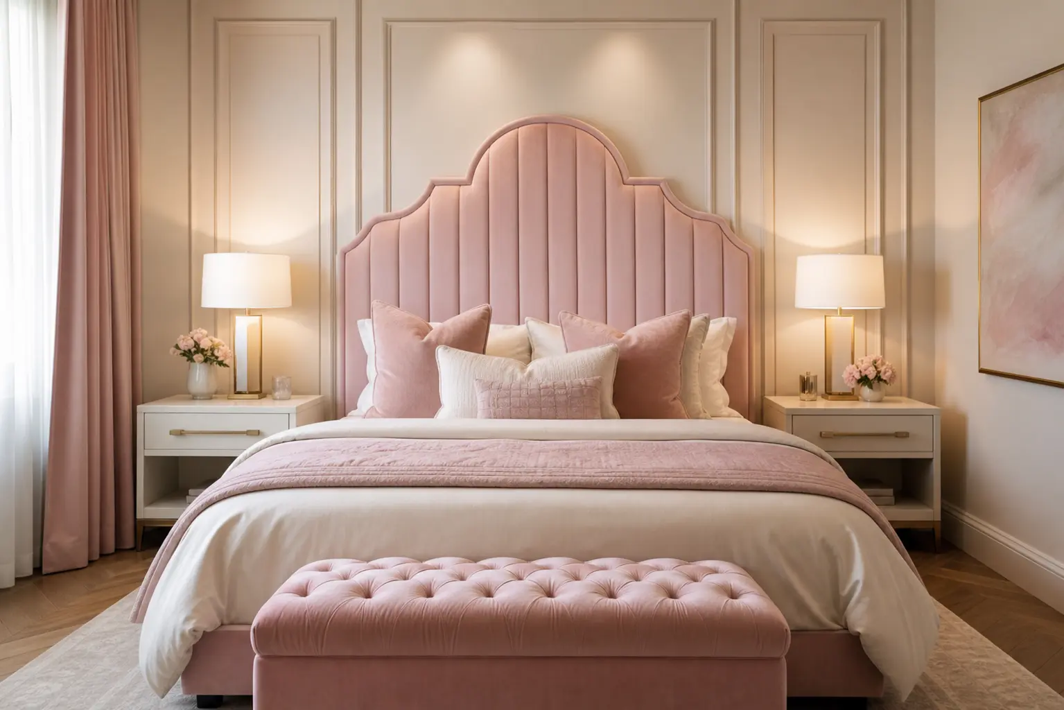 Blush Pink & Off-White Bedroom Ideas