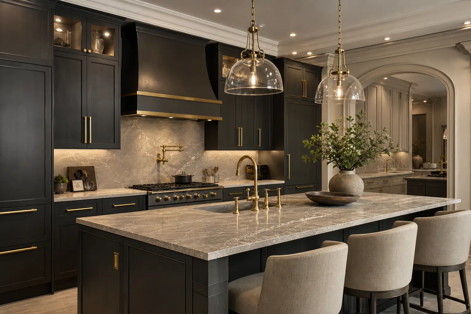 Luxury Charcoal Grey & Warm Beige Kitchen Ideas