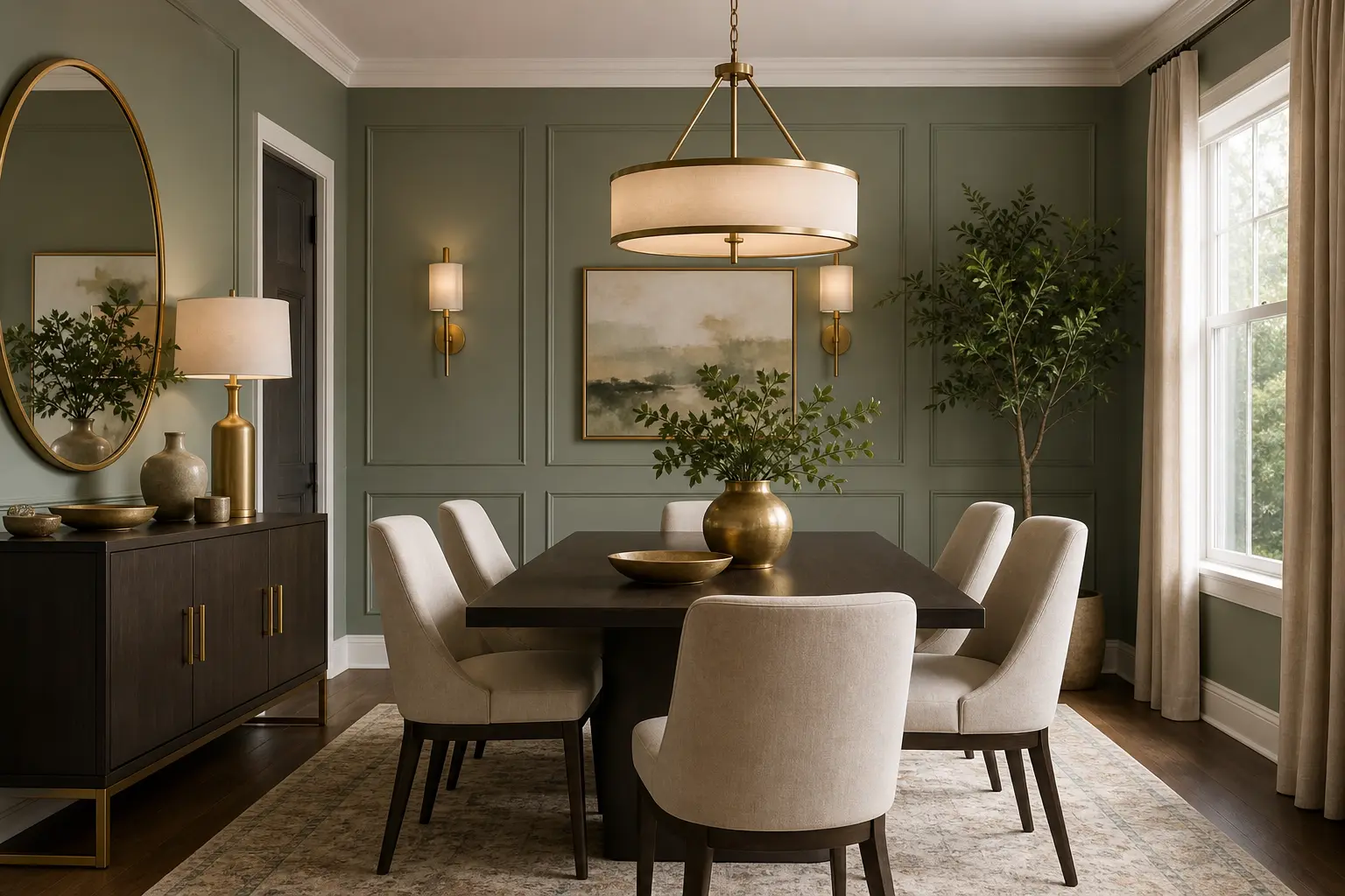 Modern Sage Green Dining Room Makeover Ideas