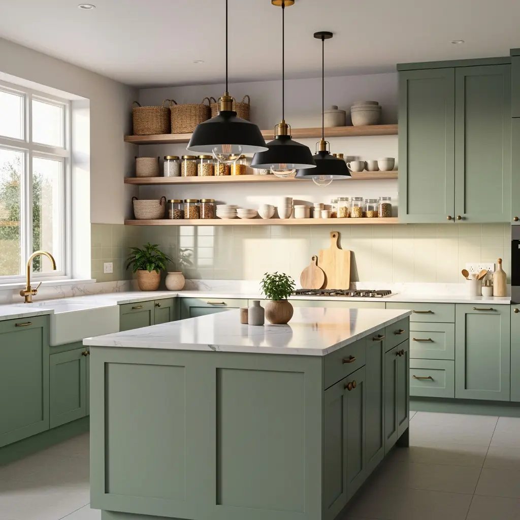 Modern Sage Green Kitchen Organization
