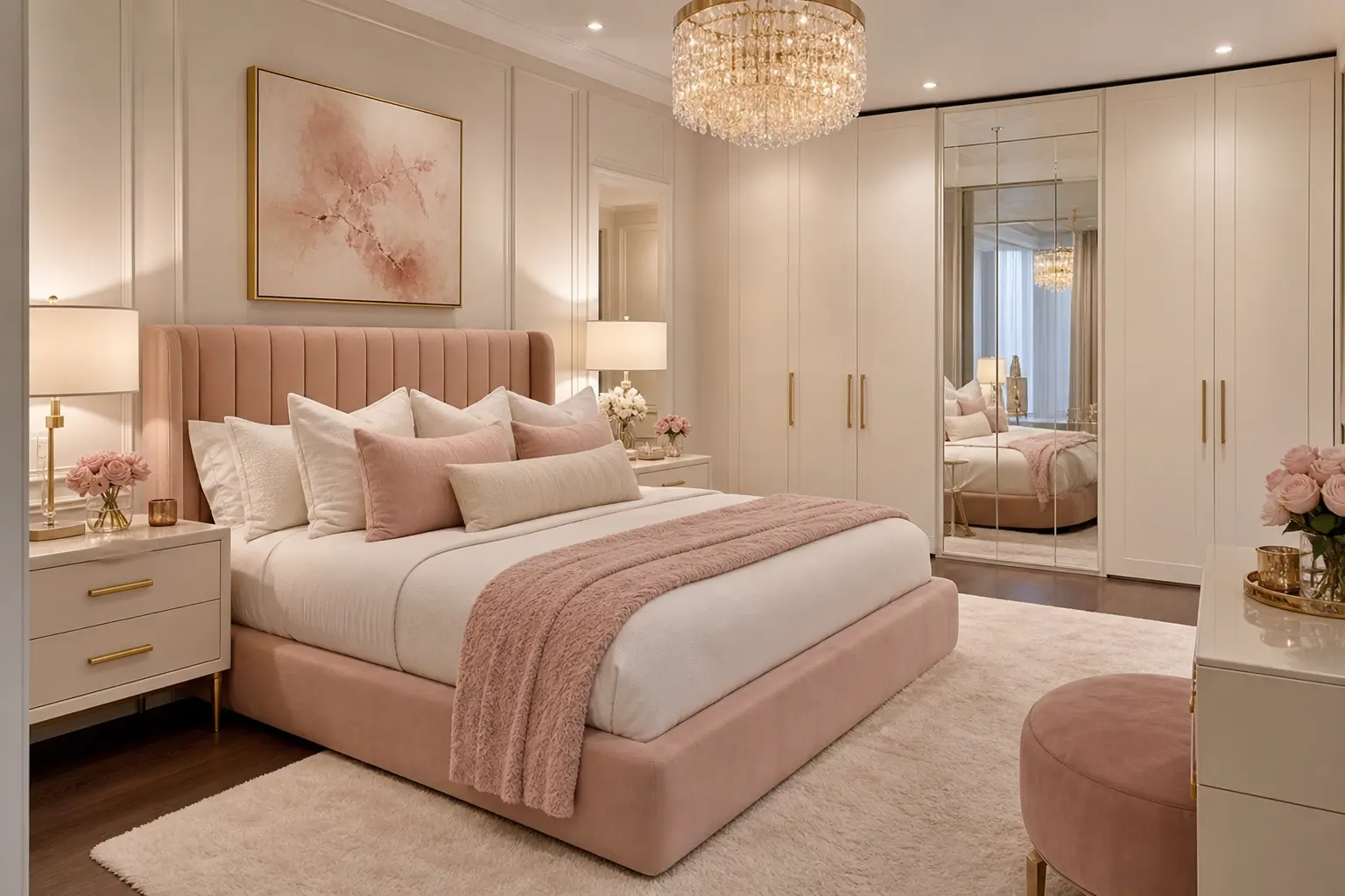 Blush Pink & Off-White Bedroom Ideas