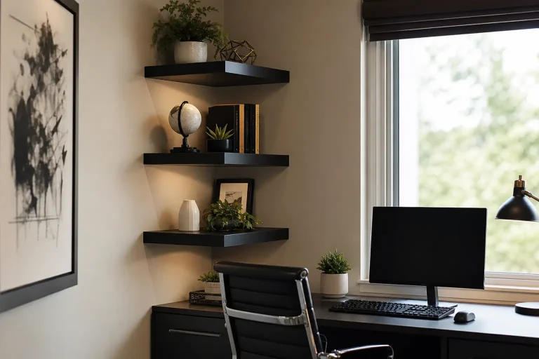 Black Corner Floating Shelf Ideas