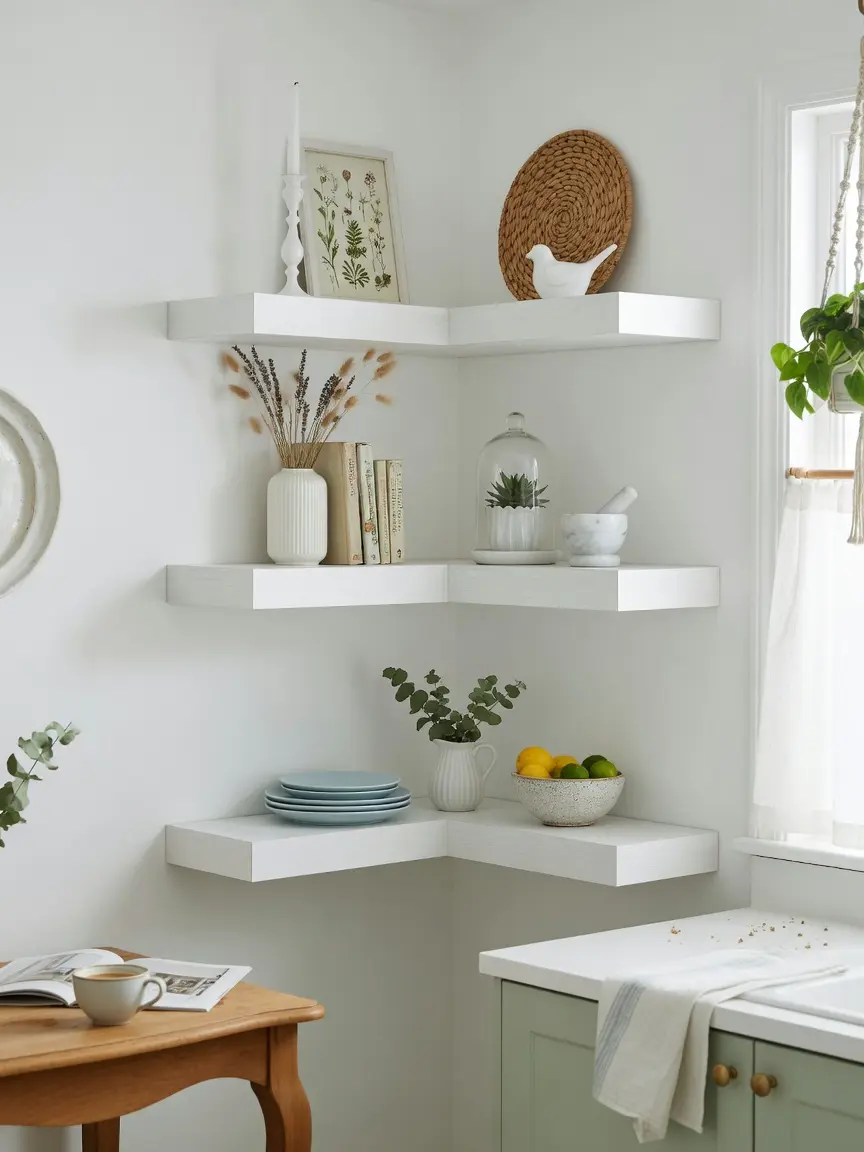 White Corner Wall Shelf Ideas