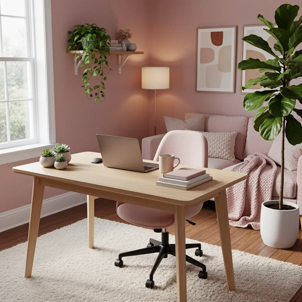 Cozy Pink Home Office Ideas