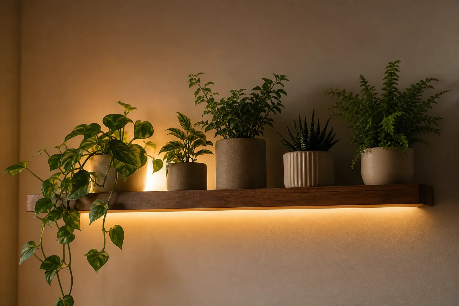 Aesthetic Warm Lit Floating Shelf Ideas