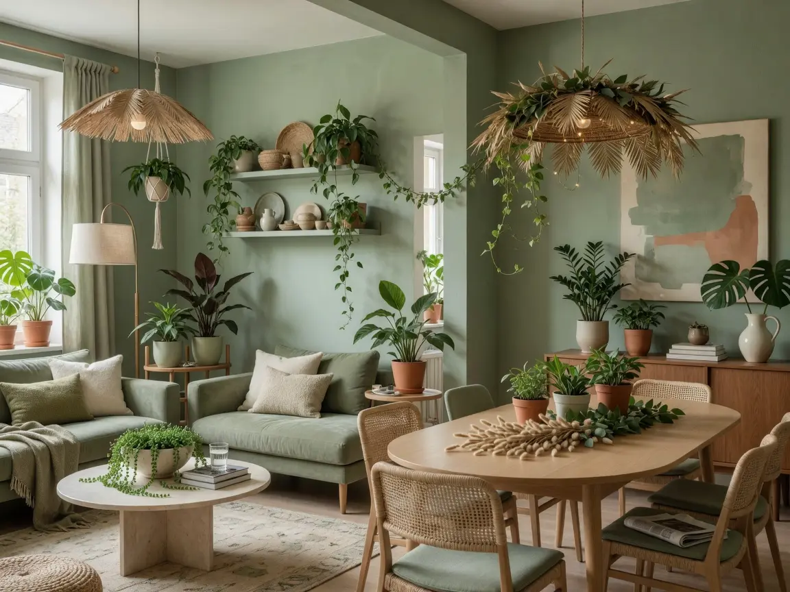 Modern Sage Green Living Room