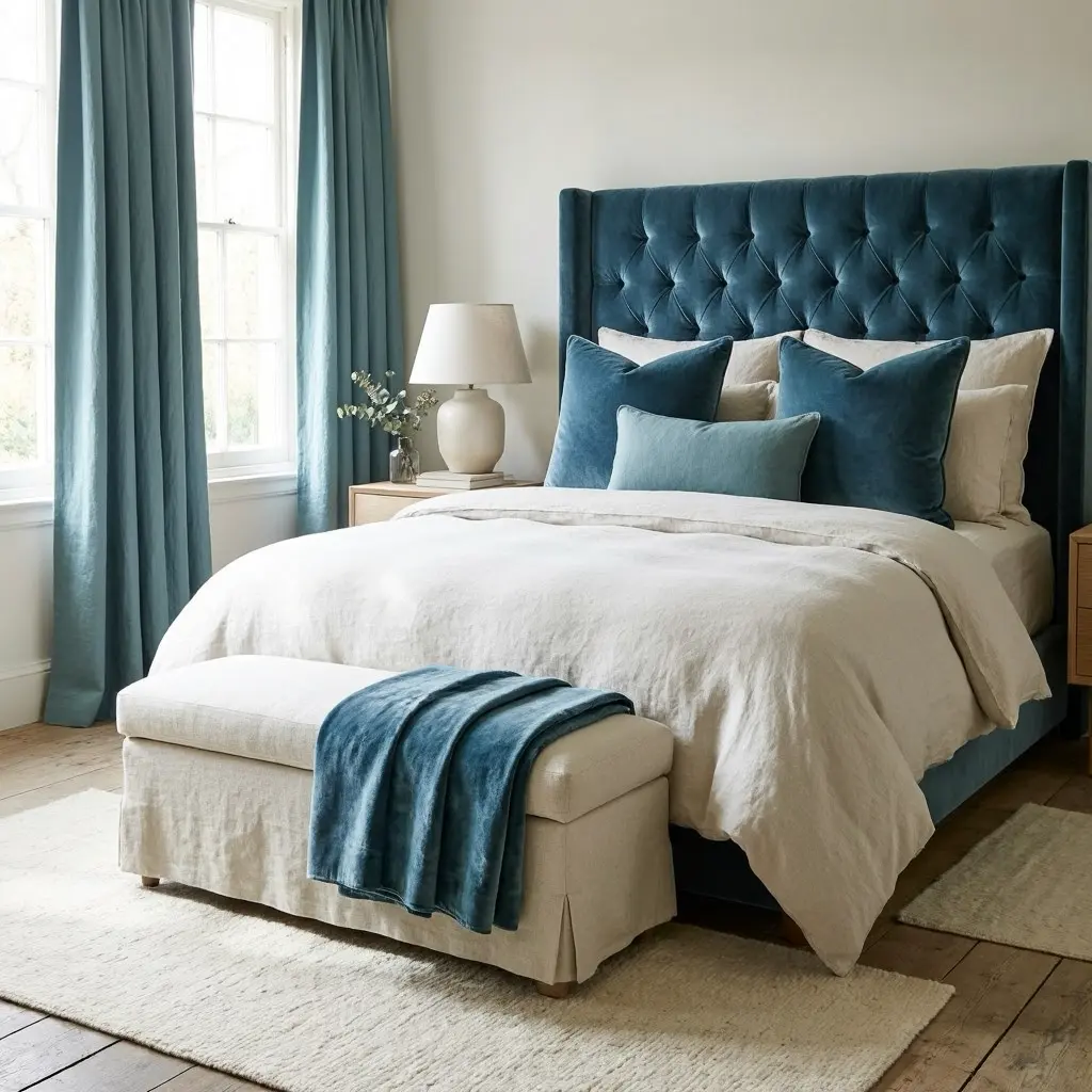 Teal Blue and Cream Bedroom Ideas