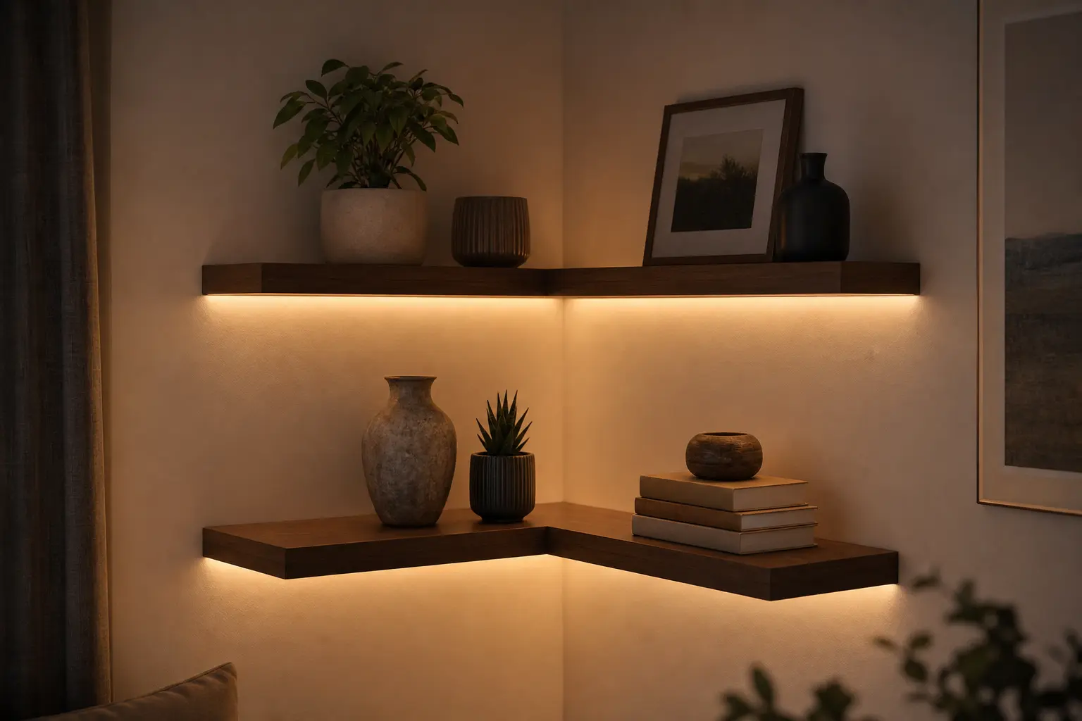 Cozy Floating Corner Shelf Ideas