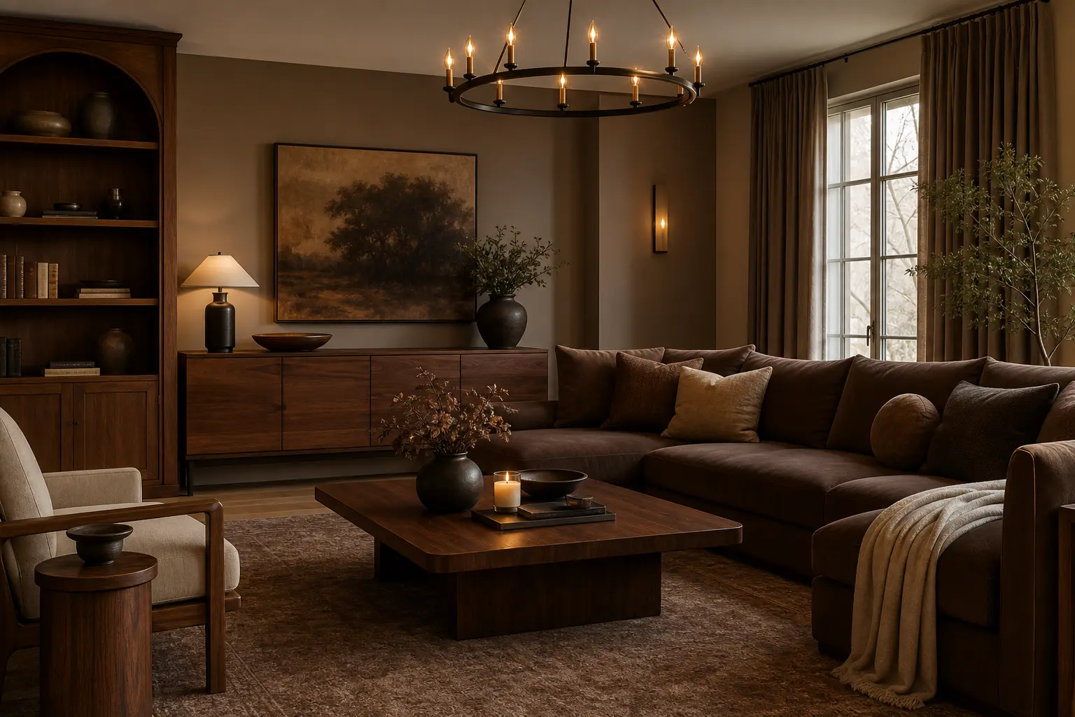 Warm & Cozy Mocha Brown Living Room Ideas