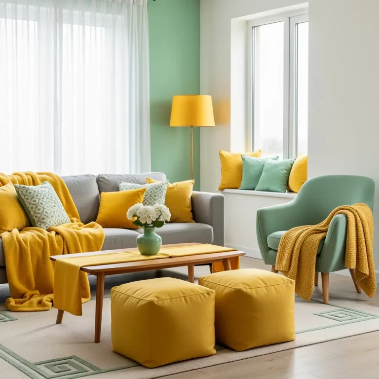 Yellow & Mint Green Living Room Ideas