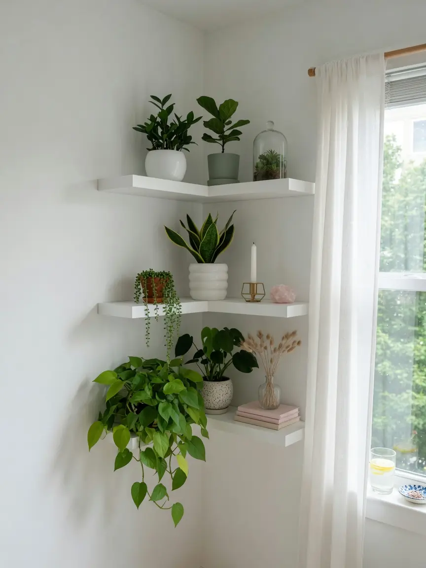 White Corner Wall Shelf Ideas