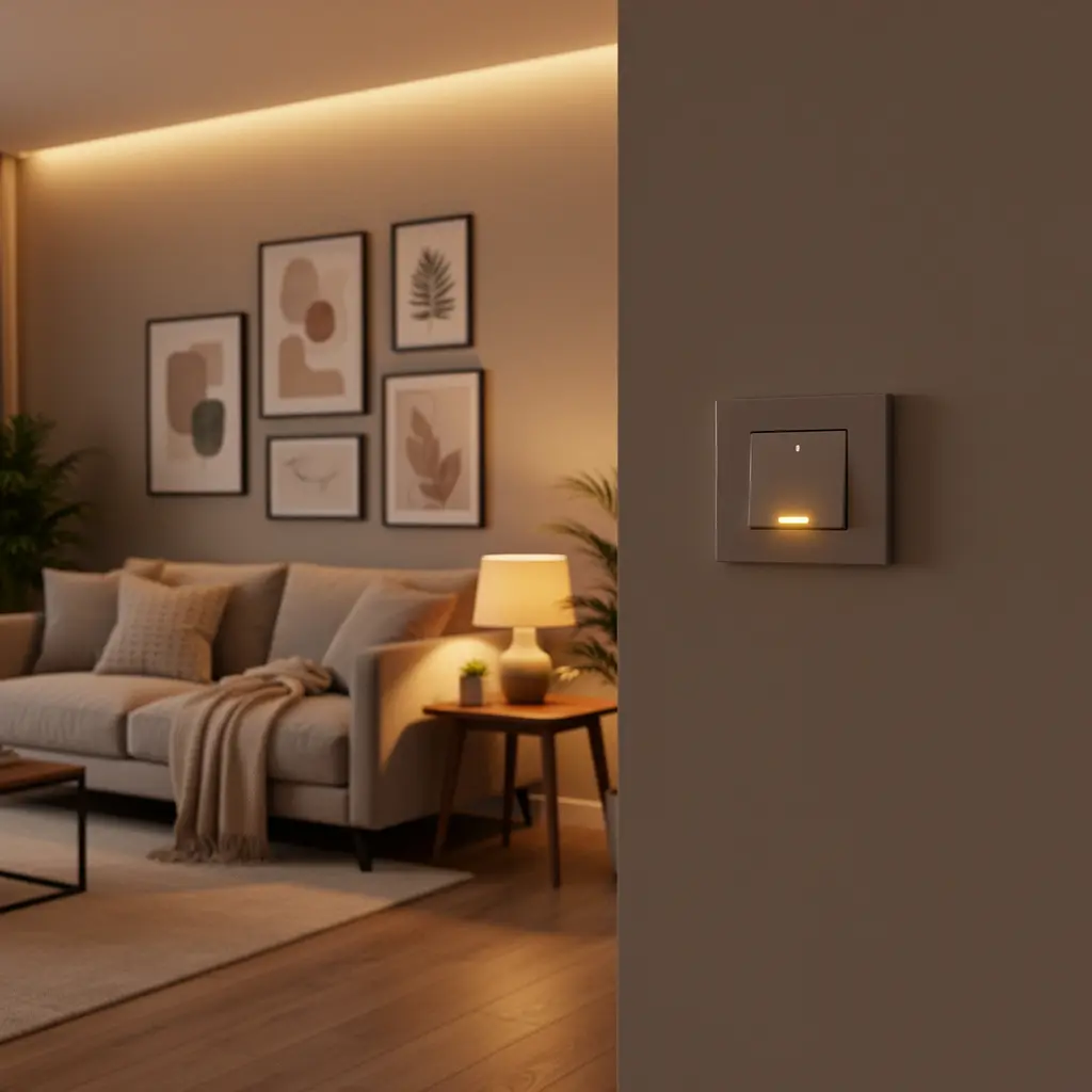 Warm Ambient Lighting and Cozy Living Room Wall Art