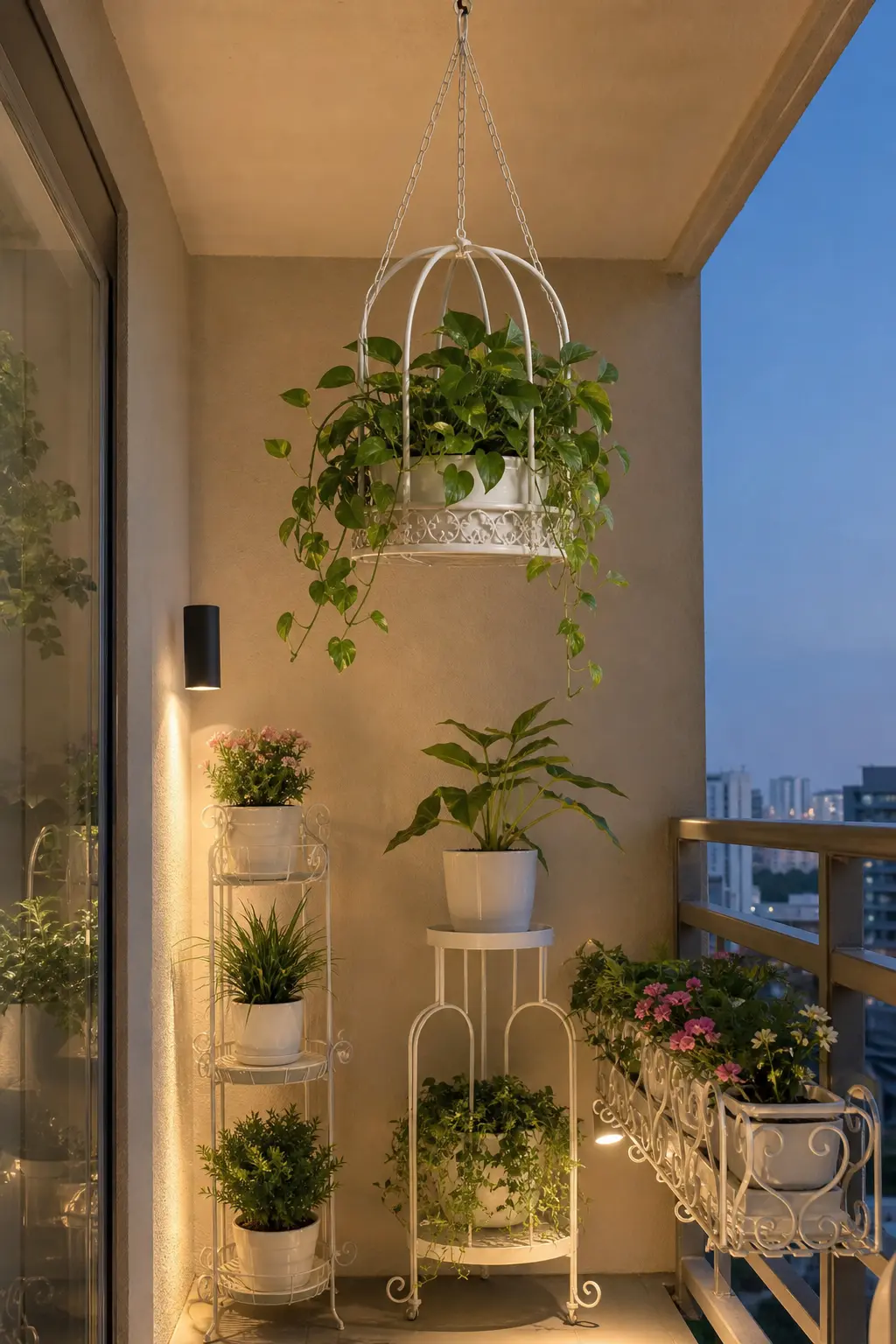 White Metal Plant Stand & Aesthetic Flower Pot Holder