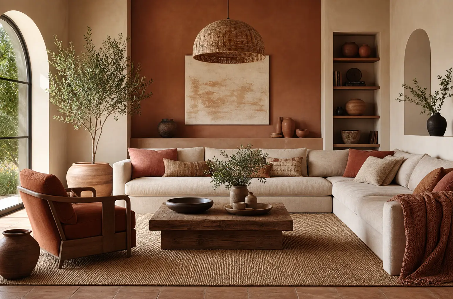 Terracotta & Sand Beige Living Room Ideas