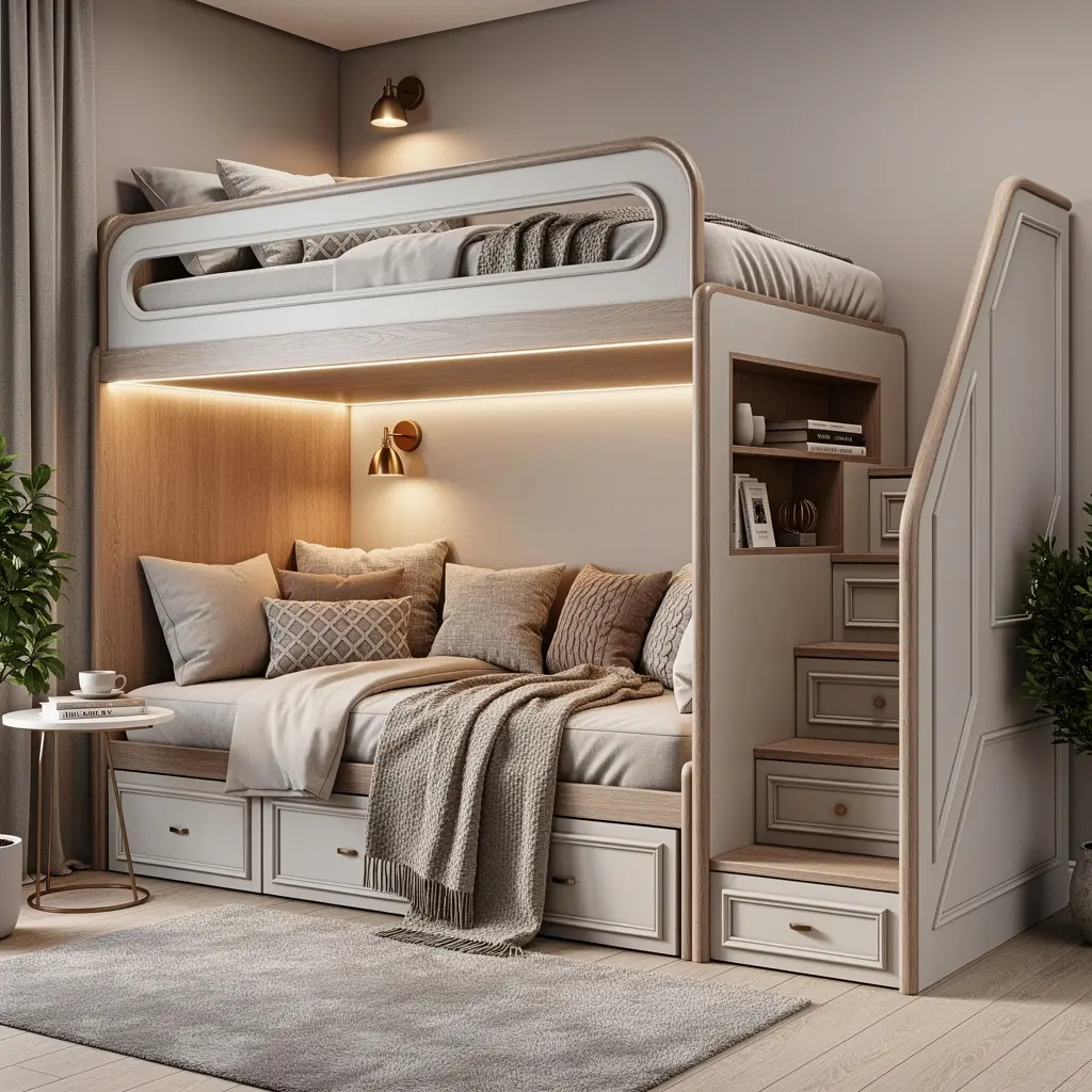 Luxury Space-Saving Bunk Bed with Storage
