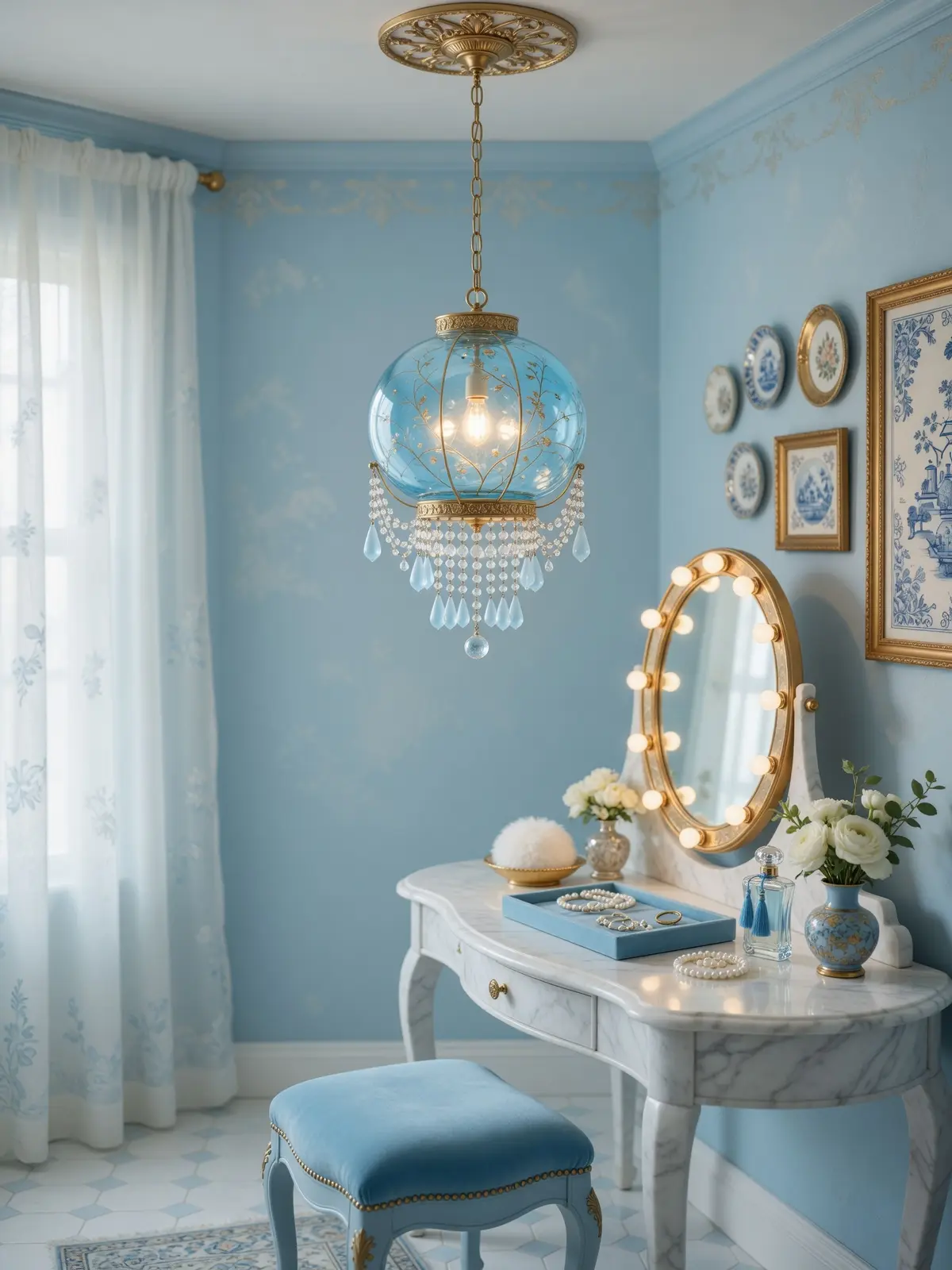 Sky Blue Luxury Vanity Room Ideas