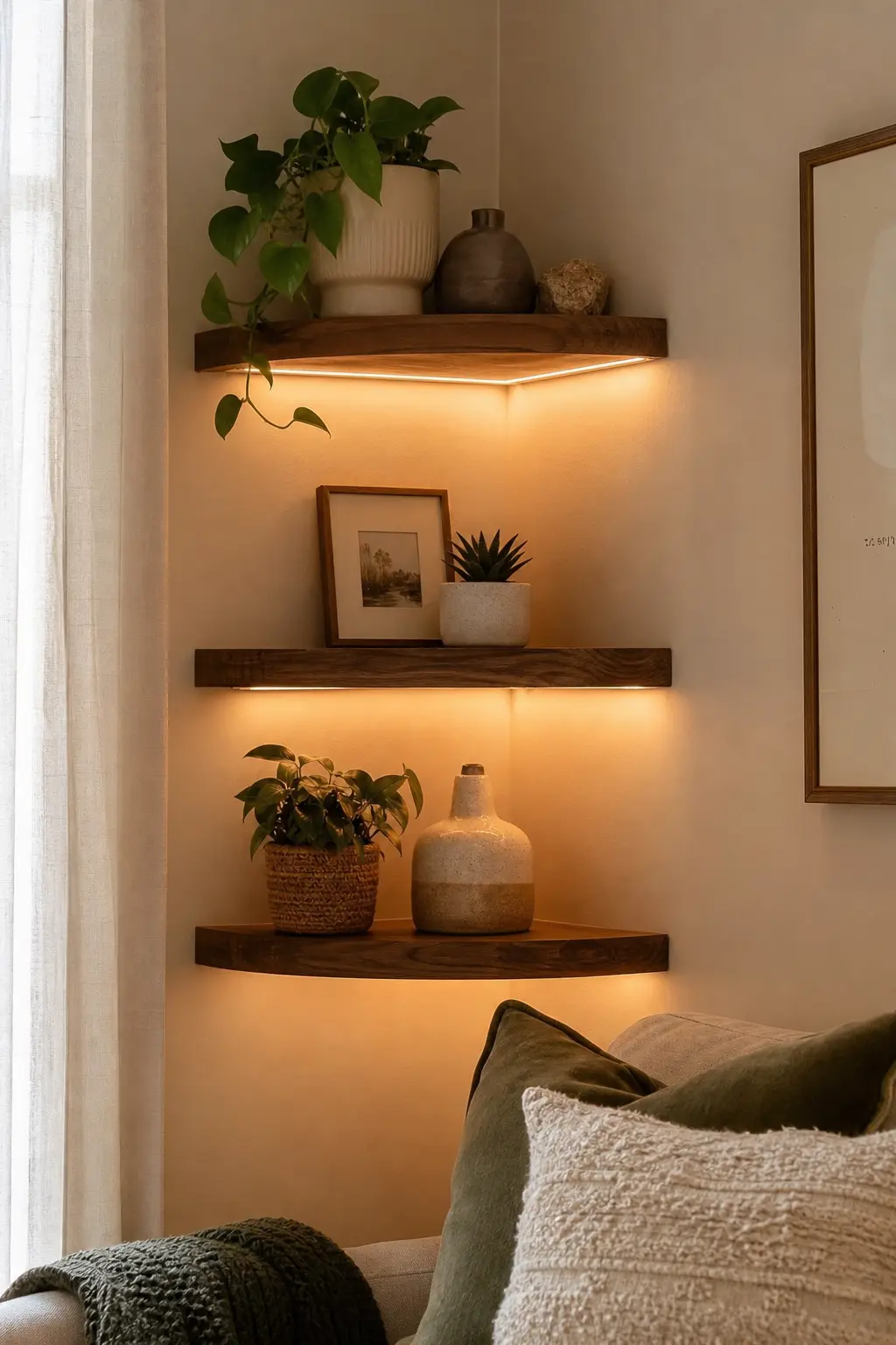 Cozy Floating Corner Shelf Ideas