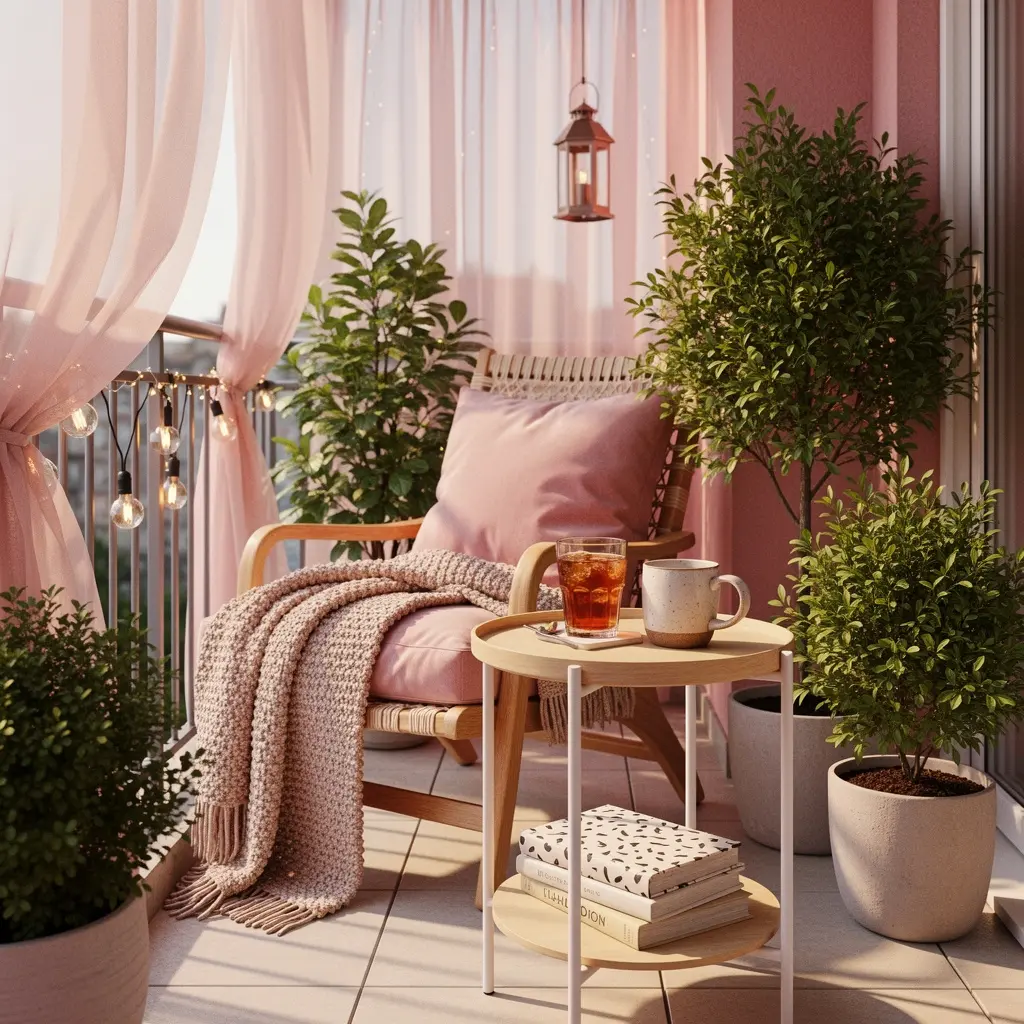 Cozy Blush Pink Balcony Ideas