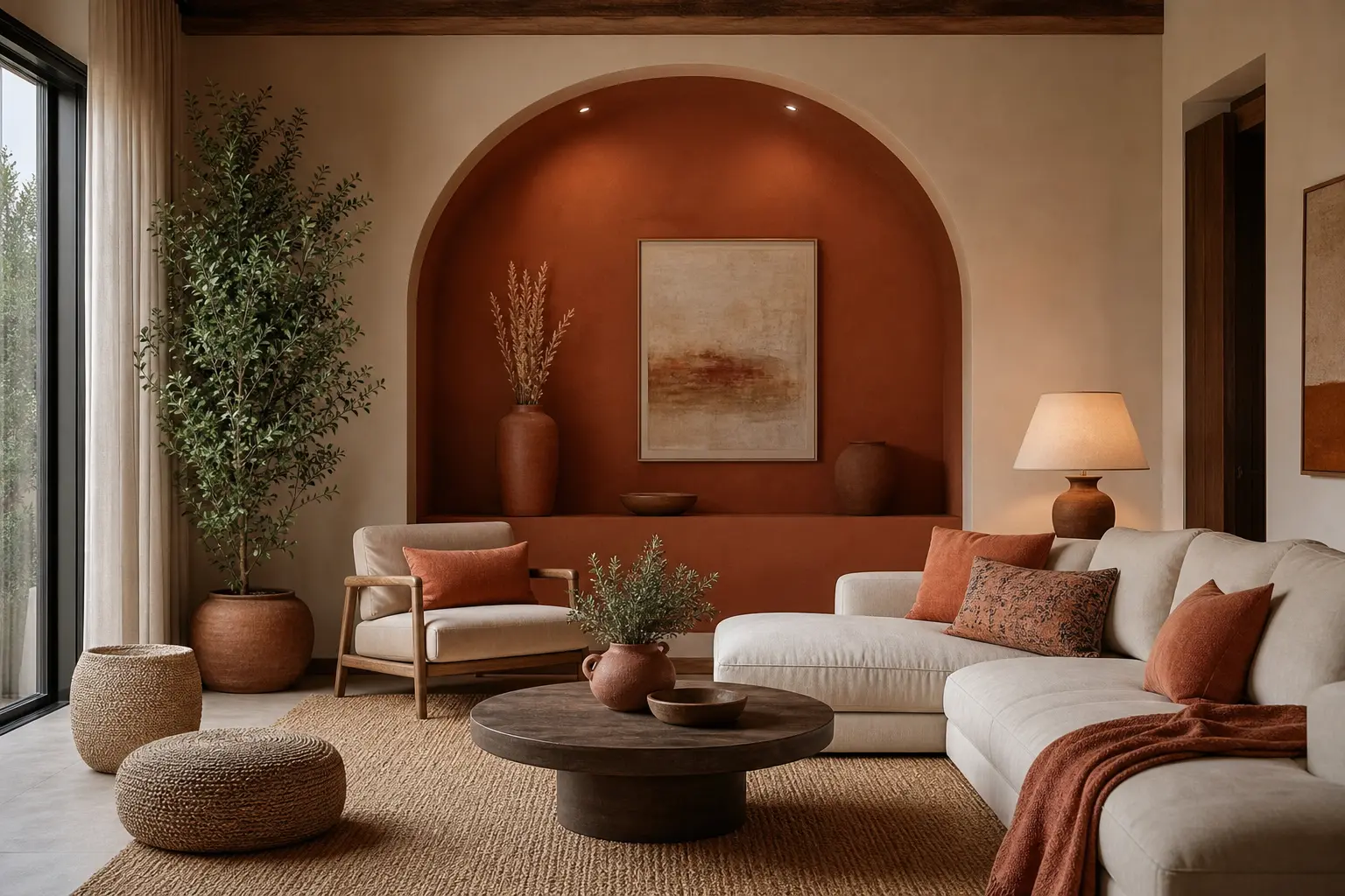 Terracotta & Sand Beige Living Room Ideas