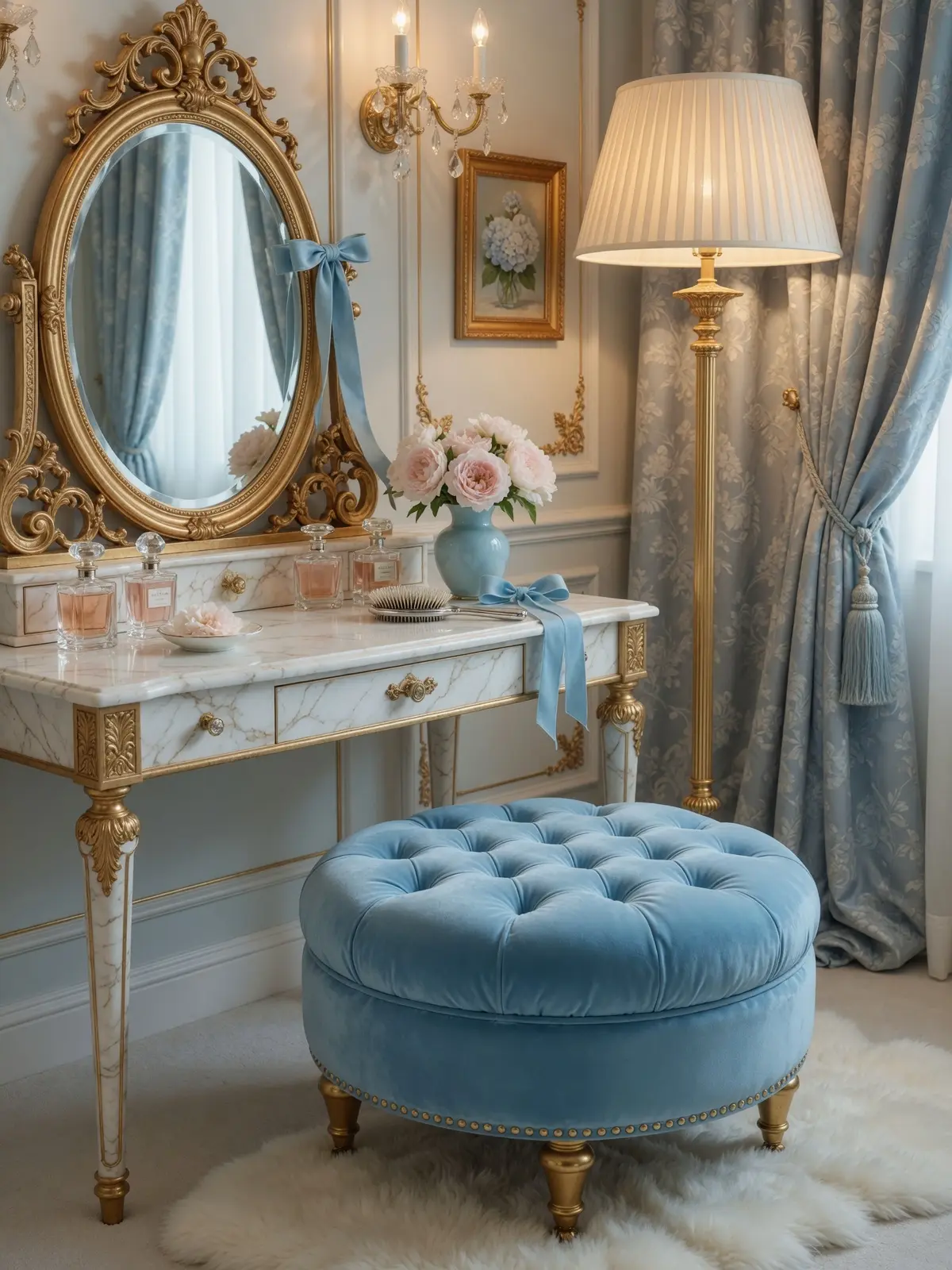 Sky Blue Luxury Vanity Room Ideas