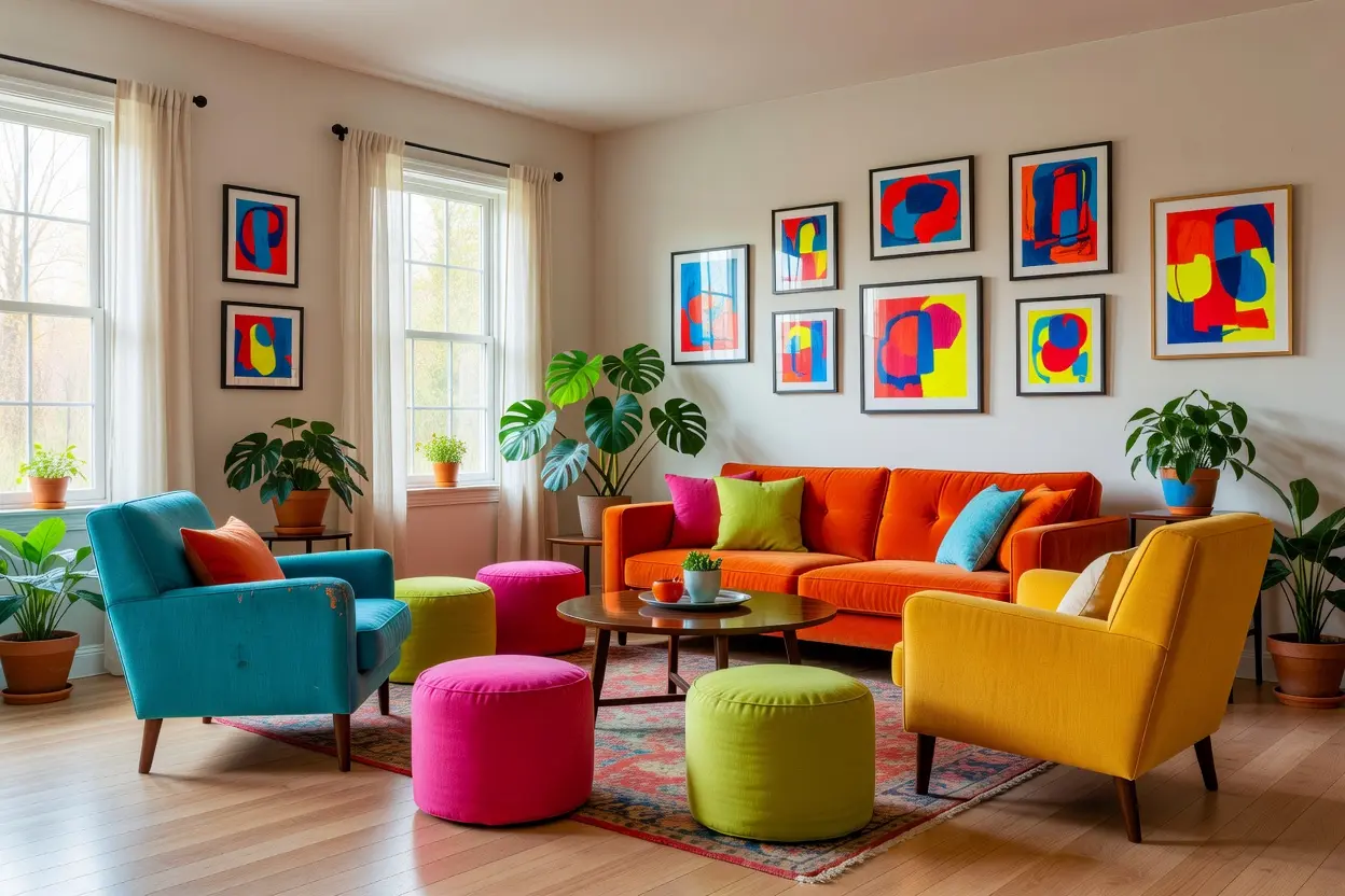 Funky Color Pop Seating Room Ideas