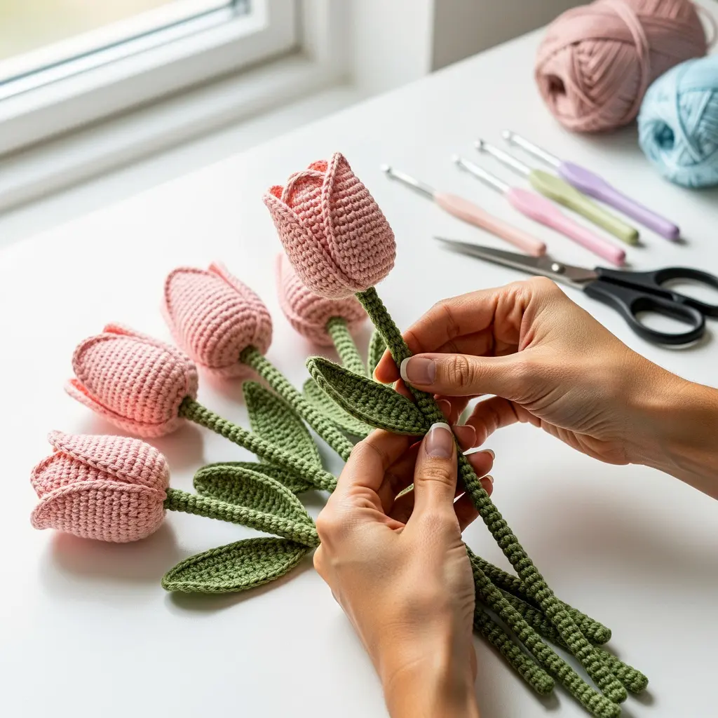 Pink Crochet Tulip Bouquet DIY