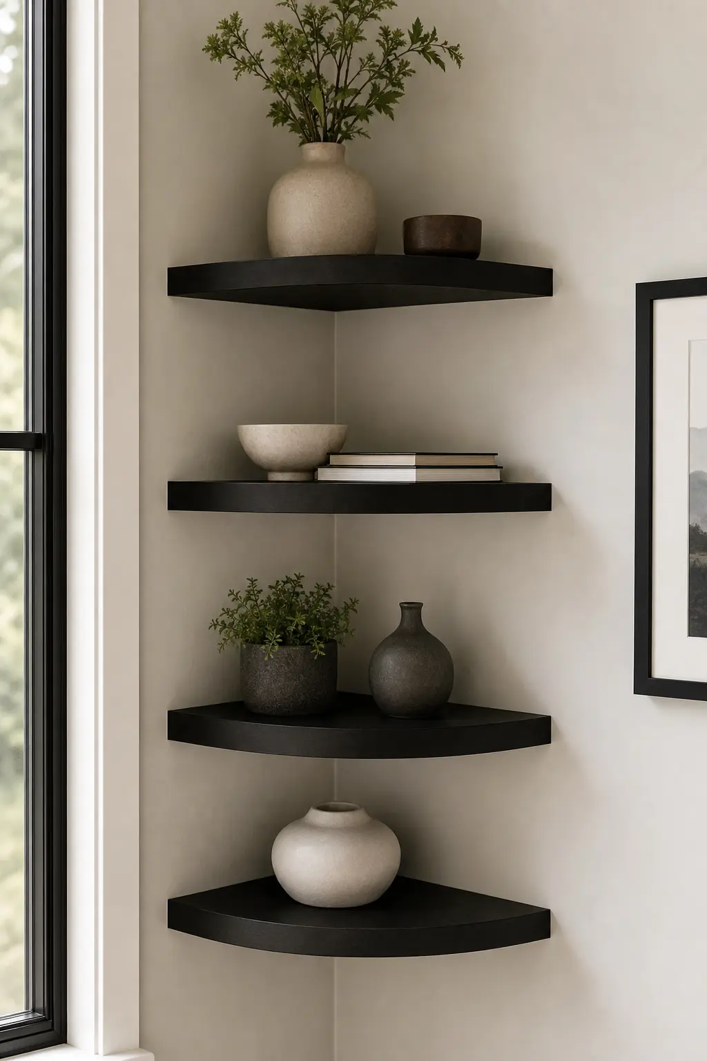 Black Corner Floating Shelf Ideas