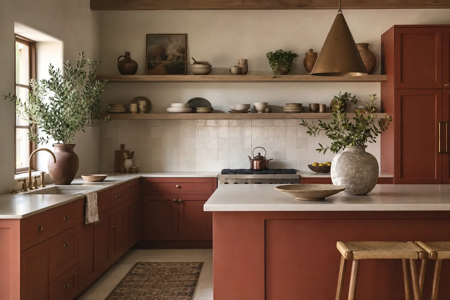 Terracotta Kitchen Ideas with Open Shelving