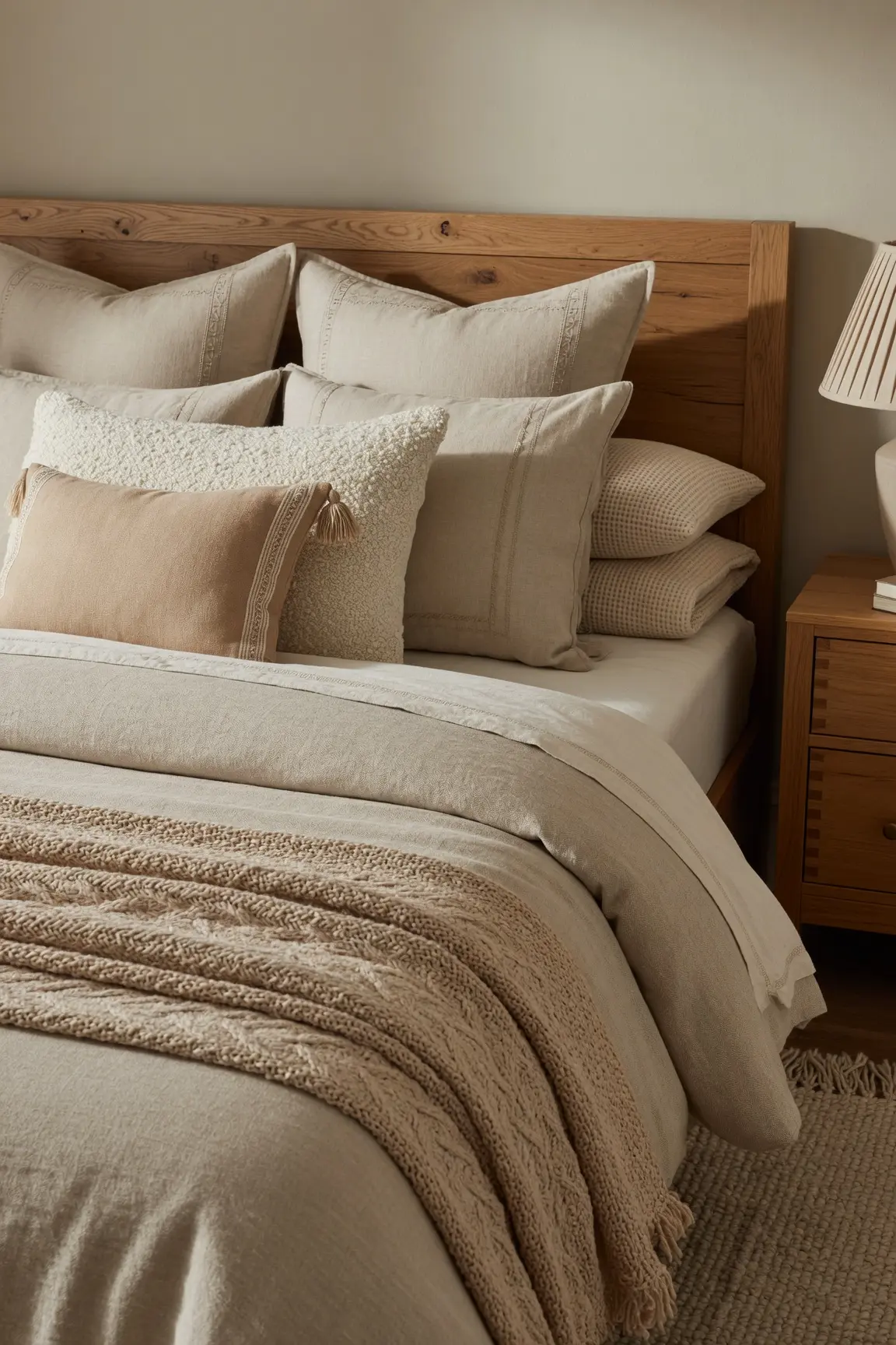 Cozy Beige Bedroom Ideas with Wood Furniture